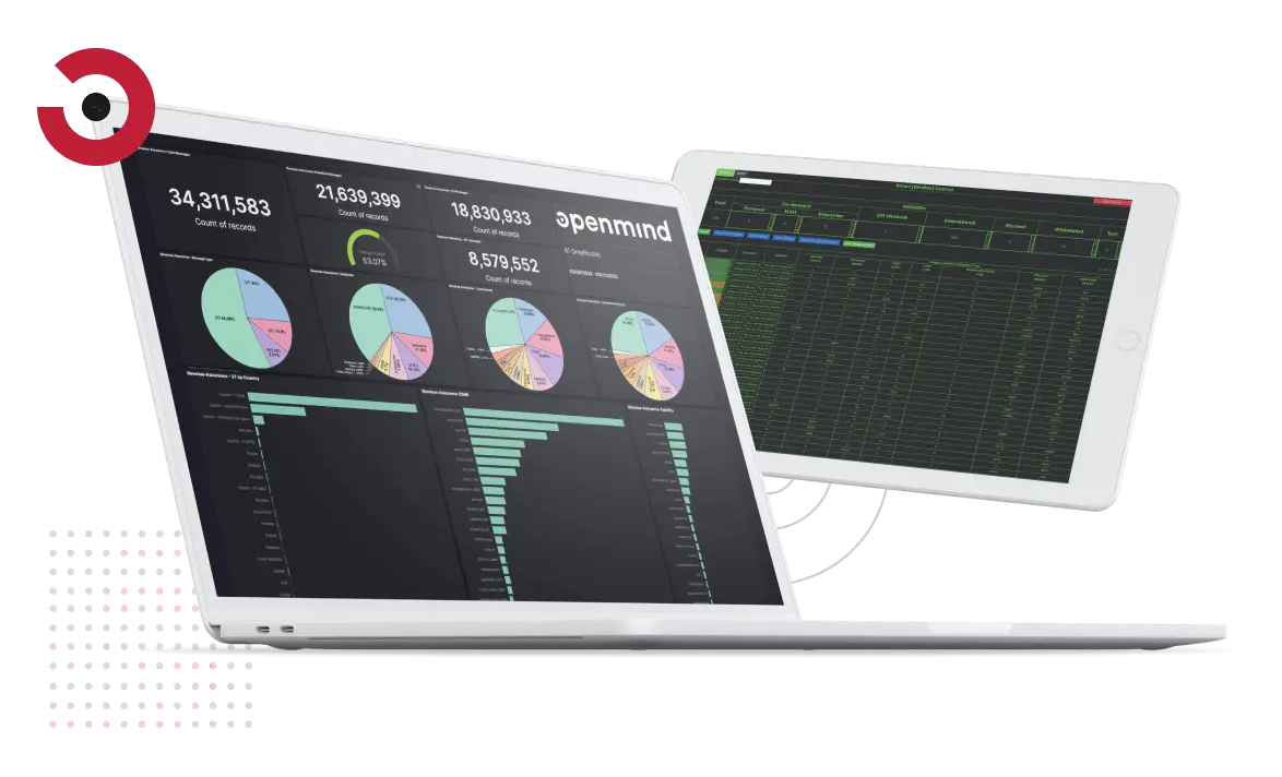 Openmind Network platform presented on a laptop device and mobile device.